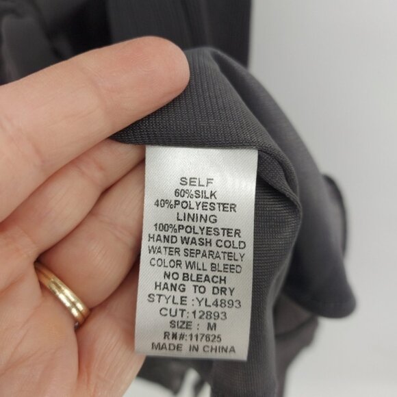 Ya Los Angeles Silk Gary Size Medium pleated Dress with Sequin Detail Wednesday - Picture 6 of 6